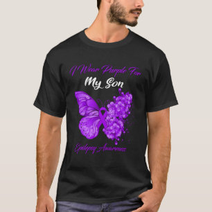 Butterfly I Wear Purple For My Son Epilepsy Awaren T-Shirt