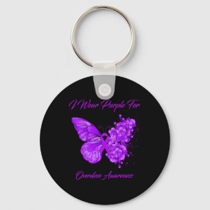 Butterfly I Wear Purple For Overdose Awareness Key Ring