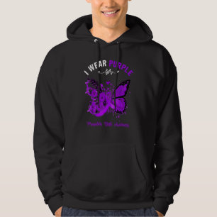 Butterfly I Wear Purple For Premature Birth Awaren Hoodie