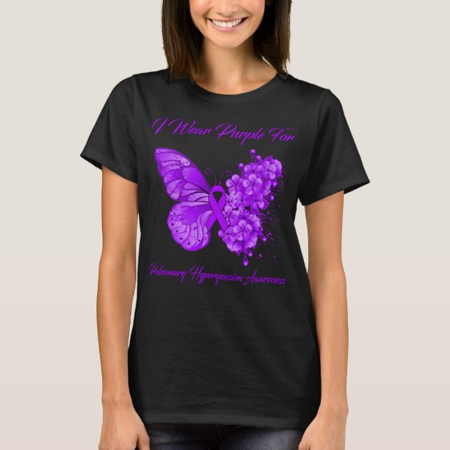 Butterfly I Wear Purple For Pulmonary Hyperyension T-Shirt (Front)