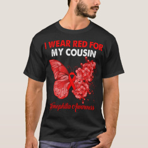 Butterfly I Wear Red For My Cousin Haemophilia Awa T-Shirt