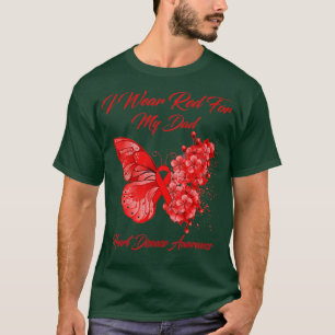 Butterfly I Wear Red For My Dad Heart Disease Awar T-Shirt