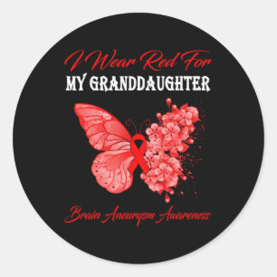 Butterfly I Wear Red For My Granddaughter Brain An Classic Round Sticker