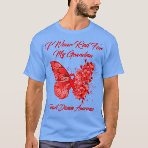 Butterfly I Wear Red For My Grandma Heart Disease  T-Shirt