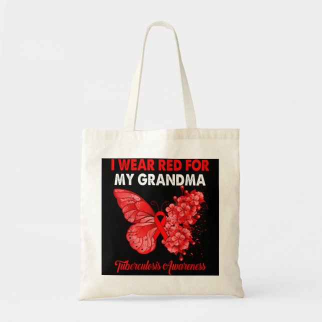 Butterfly I Wear Red For My Grandma Tuberculosis A Tote Bag (Front)