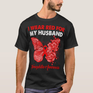 Butterfly I Wear Red For My Grandpa Haemophilia Aw T-Shirt