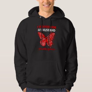 Butterfly I Wear Red For My Husband Haemophilia Aw Hoodie