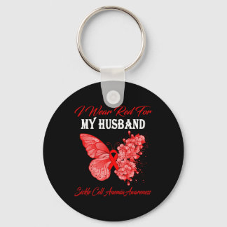 Butterfly I Wear Red For My Husband Sickle Cell An Key Ring