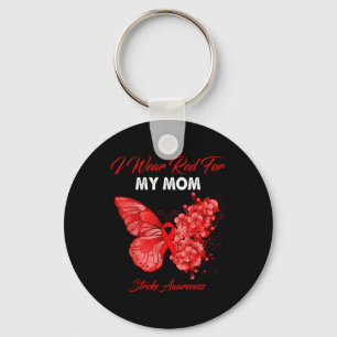 Butterfly I Wear Red For My Mum Stroke Awareness  Key Ring