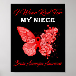 Butterfly I Wear Red For My Niece Brain Aneurysm A Poster