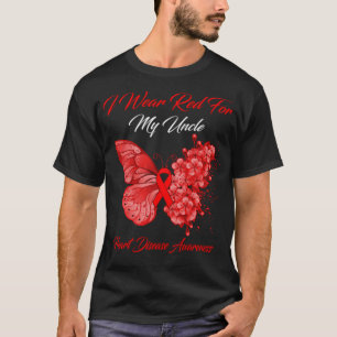 Butterfly I Wear Red For My Uncle Heart Disease Aw T-Shirt