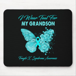 Butterfly I Wear Teal For My Grandson Fragile X Sy Mouse Pad
