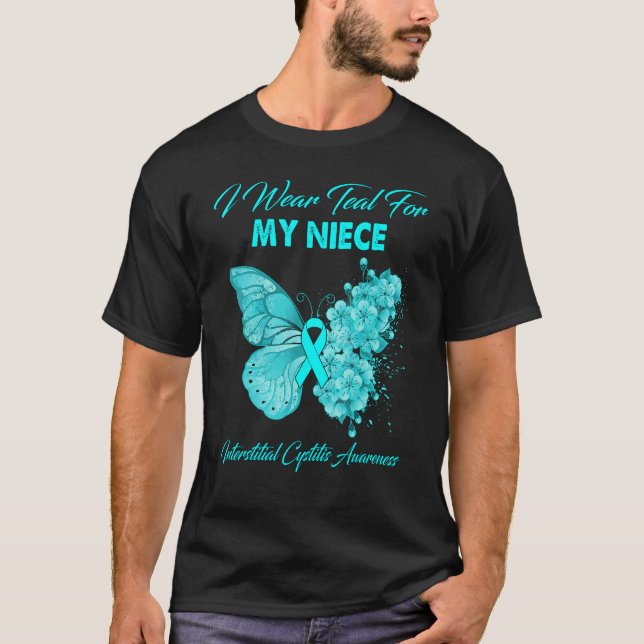 Butterfly I Wear Teal For My Niece Interstitial Cy T-Shirt (Front)
