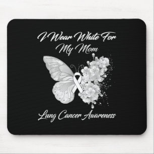 Butterfly I Wear White For My Mum Lung Cancer Awar Mouse Pad