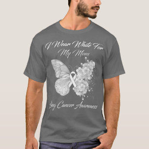 Butterfly I Wear White For My Mum Lung Cancer Awar T-Shirt