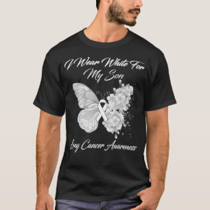 Butterfly I Wear White For My Son Lung Cancer Awar T-Shirt