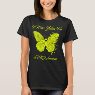 Butterfly I Wear Yellow For ADHD Awareness T-Shirt