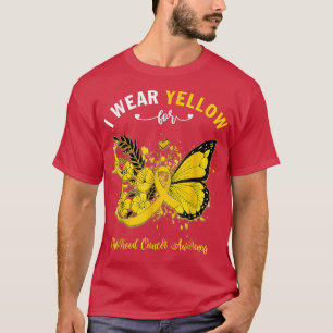 Butterfly I Wear Yellow For Childhood Cancer Aware T-Shirt