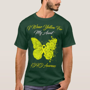 Butterfly I Wear Yellow For My Aunt ADHD Awareness T-Shirt