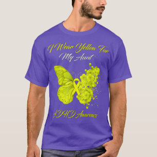 Butterfly I Wear Yellow For My Aunt ADHD Awareness T-Shirt