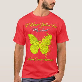 Butterfly I Wear Yellow For My Aunt Childhood Canc T-Shirt