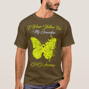 Butterfly I Wear Yellow For My Grandpa ADHD Awaren T-Shirt