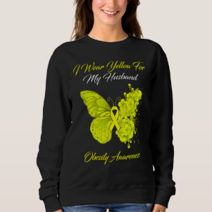 Butterfly I Wear Yellow For My Husband Obesity Awa Sweatshirt