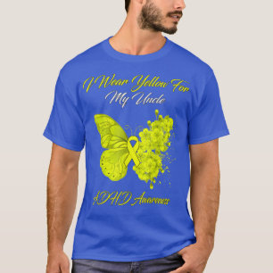 Butterfly I Wear Yellow For My Uncle ADHD Awarenes T-Shirt