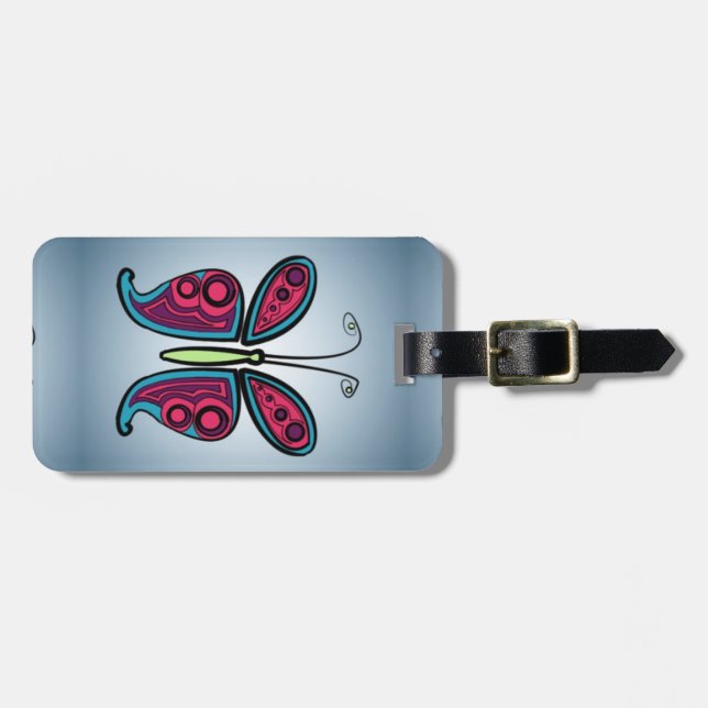 Butterfly illustration luggage tag (Front Horizontal)