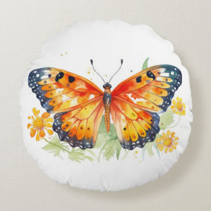 Butterfly illustration   round cushion