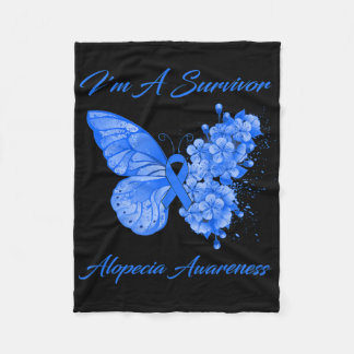 Butterfly I'm A Survivor Alopecia Awareness Fleece Blanket