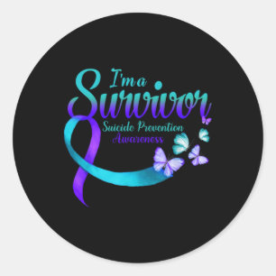 Butterfly Im A Survivor Suicide Prevention Awaren Classic Round Sticker