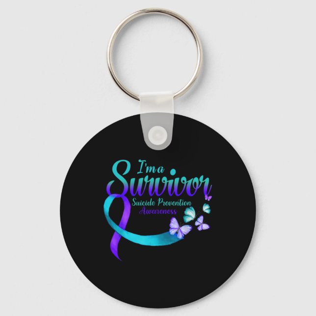 Butterfly Im A Survivor Suicide Prevention Awaren  Key Ring (Front)