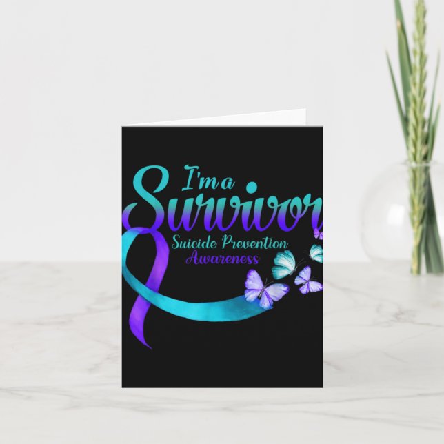 Butterfly Im A Survivor Suicide Prevention Awarene Card (Front)