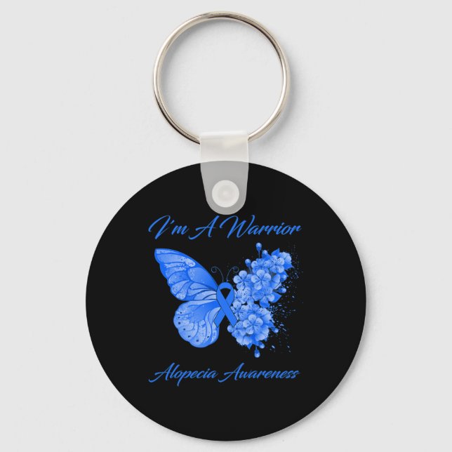 Butterfly I'm A Warrior Alopecia Awareness  Key Ring (Front)