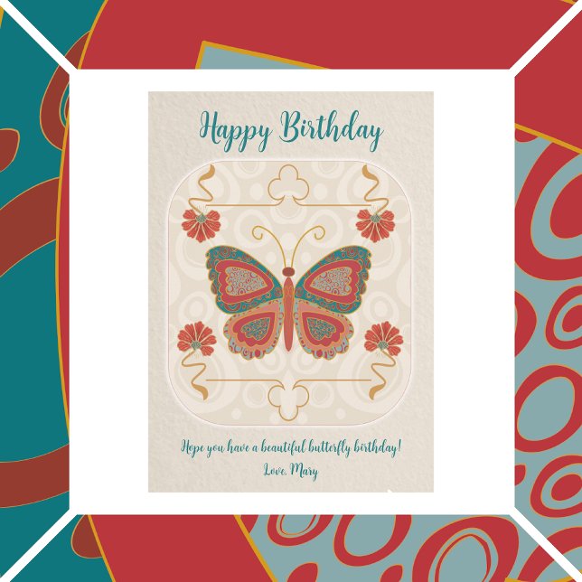 Butterfly in Abstract Cloisonne Thank You Card (Personalize this for any occasion.)