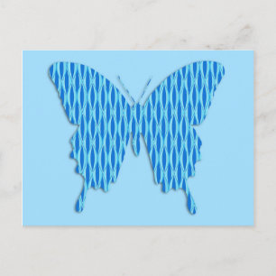 Butterfly in abstract print - shades of blue postcard