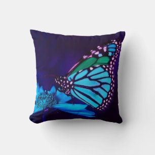 Butterfly in Blue Light Pillow