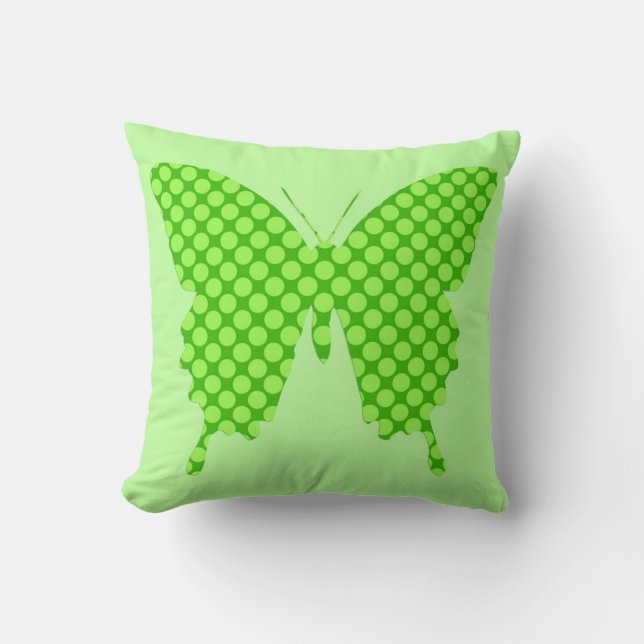 Butterfly in dot pattern - lime green cushion (Front)