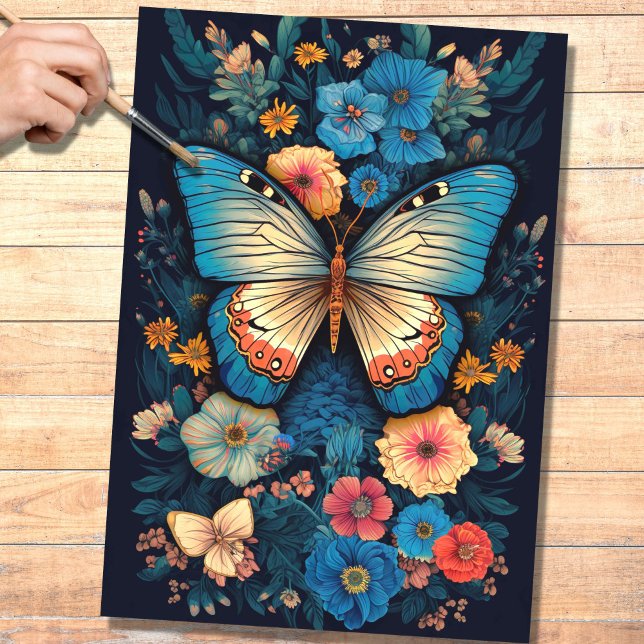 Butterfly in Florals 1 Decoupage Paper (Creator Uploaded)
