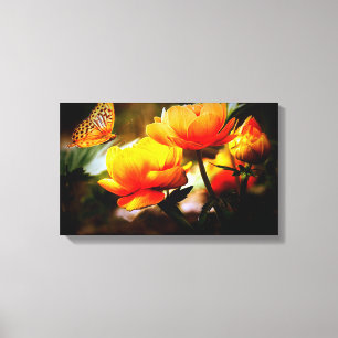 butterfly in flowers canvas print