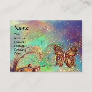 BUTTERFLY IN GOLD AND BLUE GREEN SPARKLES,teal Business Card