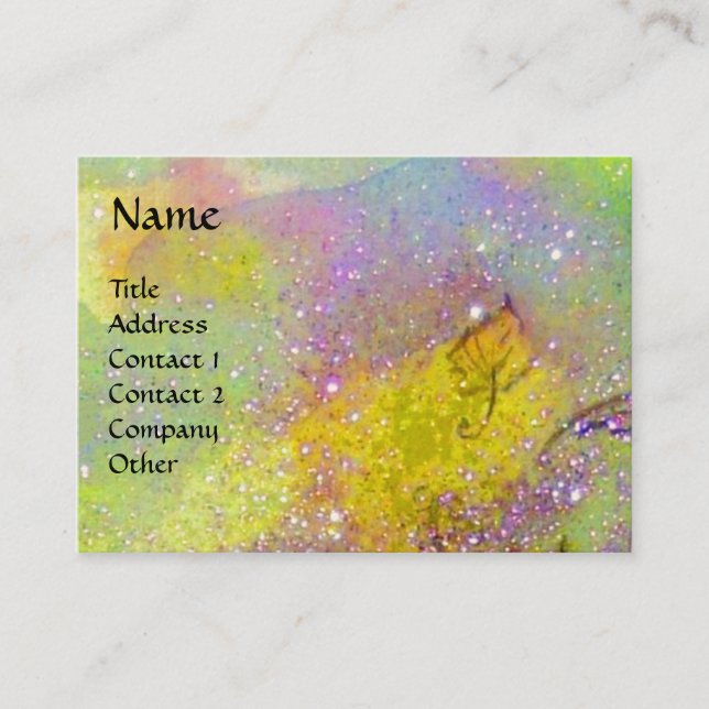 BUTTERFLY IN GOLD YELLOW PURPLE GREEN SPARKLES BUSINESS CARD (Front)