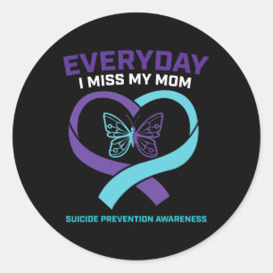 Butterfly In Loving Memory Mum Suicide Prevention  Classic Round Sticker