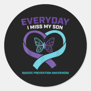 Butterfly In Loving Memory Son Suicide Prevention Classic Round Sticker