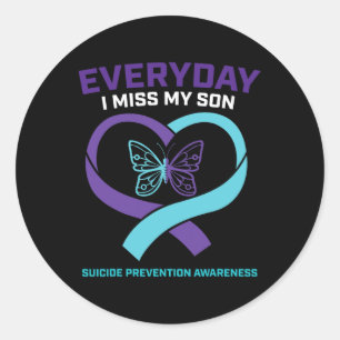 Butterfly In Loving Memory Son Suicide Prevention Classic Round Sticker