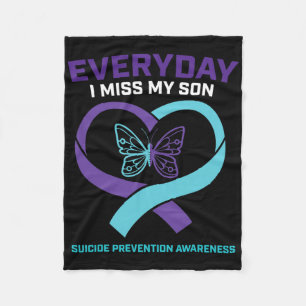 Butterfly In Loving Memory Son Suicide Prevention  Fleece Blanket