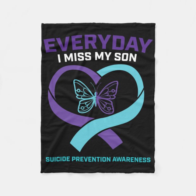 Butterfly In Loving Memory Son Suicide Prevention  Fleece Blanket (Front)