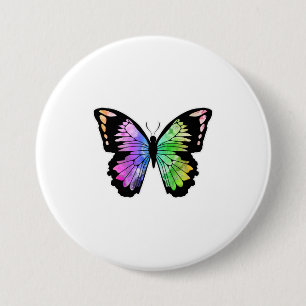 Butterfly in Rainbow Colours 7.5 Cm Round Badge