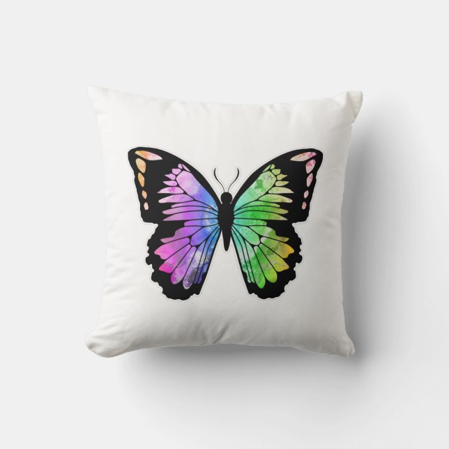 Butterfly in Rainbow Colours Cushion (Front)